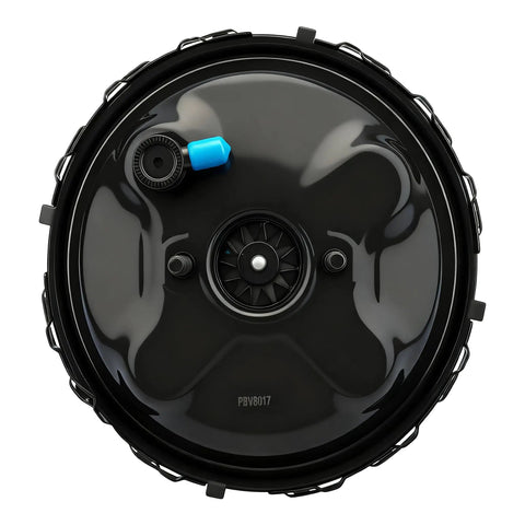 High Performance Direct Fit Power Brake Booster For Chevrolet And GMC C1500 K1500 Trucks Ready To Bolt On For Smoother Stops And Knockout Stopping Power Straight Drop In Install top view showing black finish and mounting hardware.