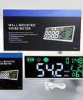 13 Inch Large LCD Decibel Meter With Alarm, 30 To 130dB Range, Wall Hanging Sound Level Gauge For Studio Classroom Home, Temperature And Humidity Display, Color Coded Alerts For Quick Noise Monitoring, boxed display