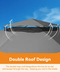 Backyard Party Ready 11x13 Foot Outdoor Gazebo With LED Lights And Bluetooth Speaker Heavy Duty Metal Frame Double Roof Layer Soft Top
