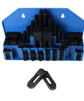 58 Piece Beefed Up Milling Hold Down Clamp Set With 5/8 Slot And 1/2-13 Stud displayed in blue organizer