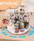 Two Pack 8 Inch Lazy Susan Turntable Organizer With Non Slip Mat And Handles holding spice jars being rotated on countertop