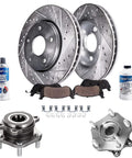 Front Wheel Bearing Hub Brake Kit With Drilled And Slotted Rotors And Ceramic Pads For 2014 2019 Nissan Rogue 12.60 Inch Front