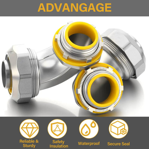 Built Tough Liquid Tight Connector 90 Degree Insulated Zinc Die Cast Metal Tight Electrical Conduit Connector For Flexible Type B