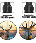 3 To 9x40 Rifle Scope With Red Green Laser Sight And Rangefinder Reticle showing magnification levels at 300 yards