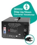 3000 Watt Voltage Converter Transformer For Travel And Home, Converts 110V To 220V And 220V To 110V, Step Up/Down unit with plug