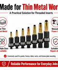 77-Piece Carbon Steel Rivet Nut Tool Kit With M3 To M12 Mandrels And 70 Rivet Nuts For Manual Or Drill Use for thin metal work