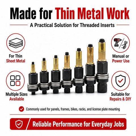 77-Piece Carbon Steel Rivet Nut Tool Kit With M3 To M12 Mandrels And 70 Rivet Nuts For Manual Or Drill Use for thin metal work