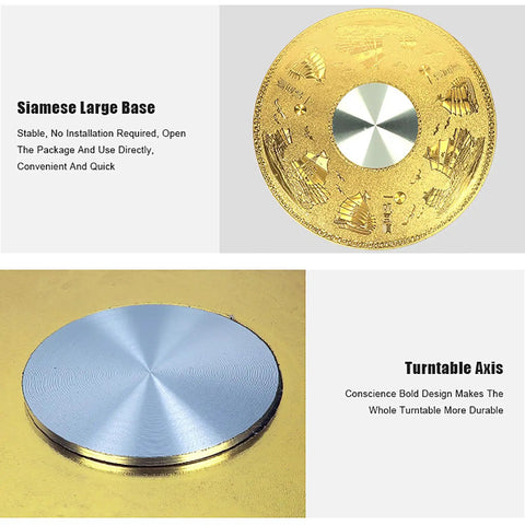 Gold and silver detailed design for Tempered Glass Lazy Susan Turntable For Kitchen And Dining Table Large Round 100cm.