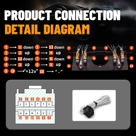 Wiring diagram for 12V 8 Valve Air Ride Suspension Manifold Kit With Control Panel Ship Type Switch And Five Gauge Display Red
