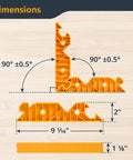 Dimensions of Dual Function Miter Clamp and Ninety Degree Positioning Block Set of Two, showing 90-degree angles and measurements