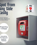 Two Sided Acrylic Aed Sign Built Hard As Nails To Help You Locate Life Saving Gear Fast With Heavy Duty Polished Wall Mount Display Featuring Bold Down Arrow Symbol Indoors Outdoors mounted in a sleek wall display.