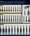 80 Piece Magnetic Impact Nut Driver Set with Socket Adapters for Impact Drivers and Drills Metric and SAE Sizes display