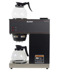 12-Cup Pourover Commercial Coffee Brewer With Upper And Lower Warmers And Two Glass Decanters, Black And Stainless Finish
