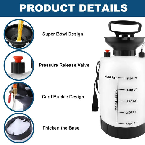 No Fuss 5L Transmission Fluid Pump For ATF And Gear Oil Transfer Smooth Sailing Pro Mechanic Essential For Trucks Suv Differential And Engine Service Repairs detail images showing pressure release valve and super bowl design.