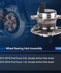 Rear Wheel Bearing Hub Assembly For Ford Focus 2012-2018 Without Active Park Assist, 5 Lugs, ABS, 512466 Replacement