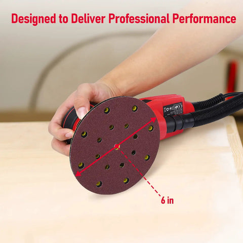 Heavy Hitter Electric Random Orbital Sander With 350W Brushless Motor And 10000 RPM For Quick Woodworking Carpentry Polishing Delivers Glassy Smooth Finishes Every Session Comes Loaded With 12 Premium Grit Sanding Papers Shop Tough Build