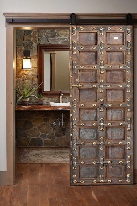 Hand Carved Rustic Authentic Doors For Interior And Exterior Use Antique Barn Door Style Custom Size 71 By 34 Inches Sliding