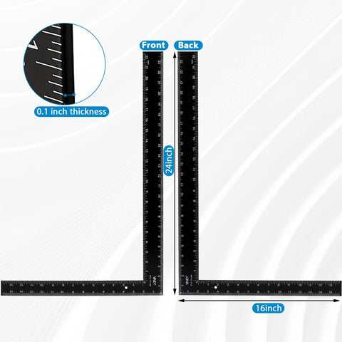Carpenter Framing L Shape Square 16 Inch By 24 Inch Steel With White On Black Markings Anti Rust Coated For Long Lasting