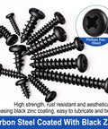 Heavy Duty M2 M3 M4 Phillips Pan Head Self Tapping Wood Screws Assortment Kit 685 Piece Set In 14 Sizes With Black Zinc Plated Carbon Steel For Workshop Rig, showing various sizes.