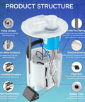 Direct Fit Fuel Pump Module Assembly For Toyota Matrix And Corolla 2005 Through 2013 And Pontiac Vibe 2005 Through 2010 1.8L And 2.4L Engines Replaces 7702002181 And E3781M showing product structure with labeled parts