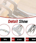 Close-up of a 10 Piece 11 Inch Locking C Clamps With Swivel Pads, Heavy Duty C Type Locking Pliers, Table And Tool Vise Grip