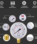 BPSSDI 100 psi vacuum gauge, front view, 2.5" dial, 1/4 in G lower mount, 304 stainless steel case