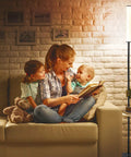 Family reading with Dope Cylinder LED Floor Lamp With Remote, Full Range Dimming And Adjustable Color Temperature 3000K-6000K, Black Finish