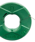 Reel X Stainless Steel Fishtape 240 Foot One Eighth Inch Wide with green free spinning anti bind case, front view