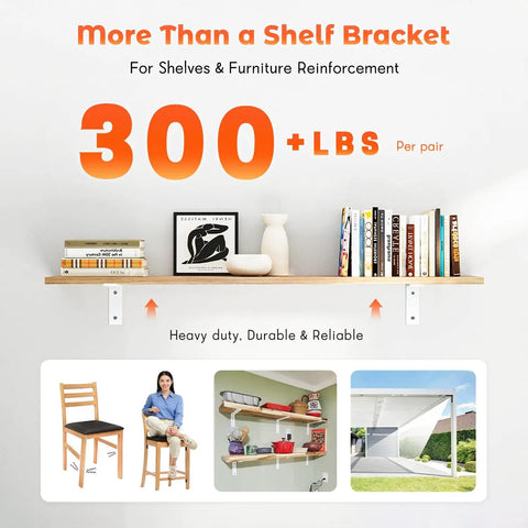 10 Inch Heavy Duty White Shelf Brackets For Wall Shelves L Corner Bracket Metal Iron Shelf Support for home use