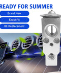 Automotive Air Conditioning Expansion Valve Wear-Resistant Rust-Proof Metal, front view with car interior background