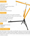 Heavy Duty Hydraulic Engine Hoist With Hitch Mount Truck Crane For 2 Inch Receiver Fully Adjustable Boom Red Finish showing portable design and 360-degree swivel capability.