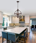 Farmhouse Vibe 4 Light Pendant Chandelier In Oil Rubbed Bronze With Chain, in modern kitchen, adjustable height function