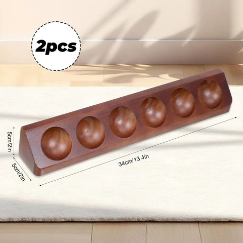 Two Pack Walnut Golf Ball Holder Display Case With Wall Mount Or Tabletop Stand for 12 Standard Balls, shown angled view