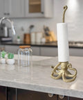 Gold Octopus Paper Towel Holder Made Of Metal Dope Yet Functional Toilet Paper Or Kitchen Paper Roll Stand For Countertop