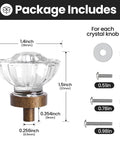 Crystal Cabinet Knobs 8 Pack Antique Brass Bronze Small Pulls For Dresser Closet Cupboard Wardrobe With Clear Crystals Retro Old Fashioned Handles Two Installation Methods Included, dimensions and installation parts shown.