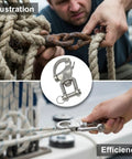 Heavy Duty 316 Stainless Steel Snap Shackles Quick Release Marine Swivel Hooks shown in use for rigging lines.