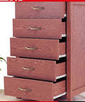 Wooden dresser with drawers showing heavy duty drawer slides and cabinet rails set for smooth sliding 16 inch roller pulley system