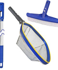All In One Pro Grade Pool Cleaning Kit With 10 Inch Nylon Brush And 50 Inch Telescopic Aluminum Pole With Ultra Fine Mesh Skimmer Net