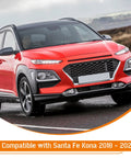 Red Hyundai Kona 2018-2023 with Shark Fin Roof Antenna Cover compatible exterior trim upgrade on the road