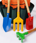 Kids Metal Garden Tool Set For Little Green Thumbs With Real Shovel Rake Fork Trowel and Tote Bag