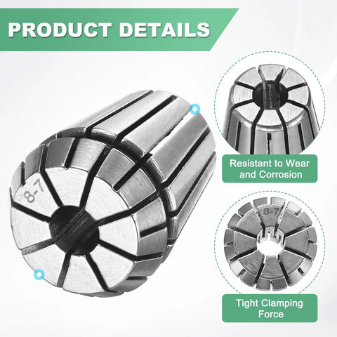 ER25 Spring Collet Chuck 8mm Clamping Diameter for CNC Milling Engraving Drilling Lathe Tools Built From 40Cr Steel Durable Silver Finish