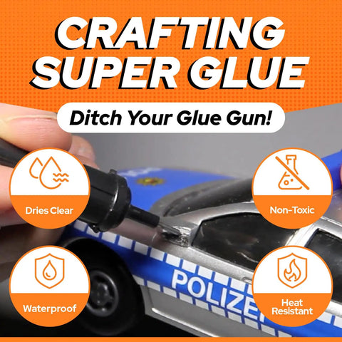 LED UV Glue Kit With Light For Quick Cure Bonding, Liquid Epoxy Resin Adhesive used on toy police car, highlighting features