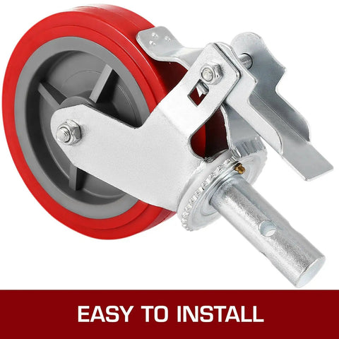Built Tough Eight Inch Polyurethane Swivel Caster Wheels With Locking Brakes And Steel Cores Roll Smooth As Butter For Scaffolding And Workbenches While Handling Three Thousand Two Hundred Pounds During Your Daily Shop Grind