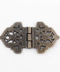 Antique Bronze Cabinet Hinges 24x54mm 2 Pack Decorative Wood Box Hinge With Hollow Flower Design