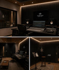 Premium Acoustic Foam Panels 4 Pack 48 By 24 By 2 Inch High Density Soundproof Wall Tiles in modern recording studio.