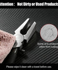 Heavy Duty Eight Inch Auto Glass Running Pliers Featuring Curved Jaws Adjustable Screw And Protective Rubber Tips being wiped with a cloth.