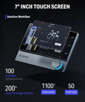 Close-up of electric drum set touchscreen interface displaying drum kit settings, featuring intuitive workflow and 7-inch display.
