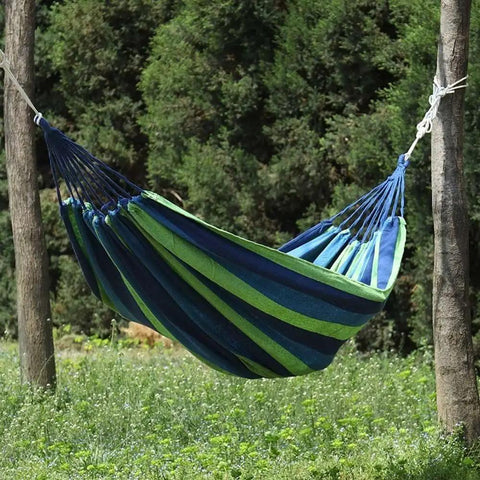 Colorful Cotton Hammock For Outdoors Portable Hanging Bed Hiking Friendly Single Person Garden Swing Canvas Travel Bed