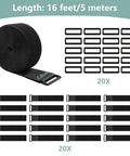 1.5 Inch Wide Cinch Straps 16 Foot Heavy Duty Nylon Cable Ties With 20 Buckles For Custom Lengths And Easy Organization