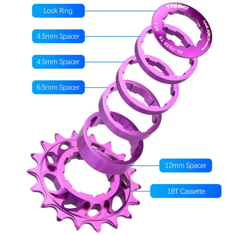 15T 16T 18T Single Speed Cogs Conversion Kit For Multi Speed Bikes To Dirt Jump BMX Aluminum Cassette With Spacer And Locking Ring 9mm Thick Base